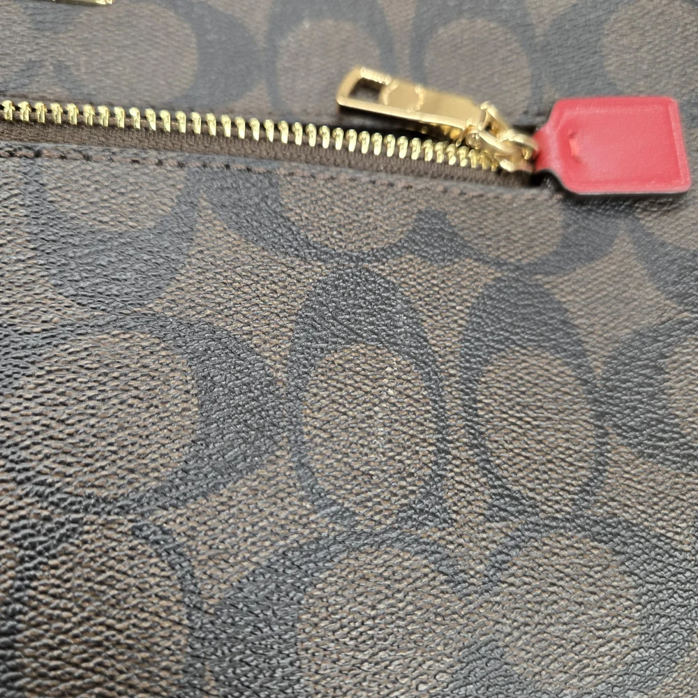 Coach Brown and Red Signature Crossbody Bag - Picture 7 of 11